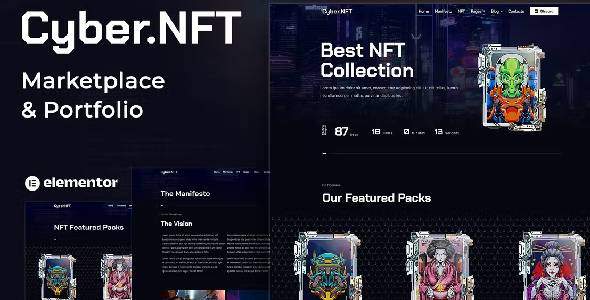 Cyber.NFT Marketplace & Portfolio Elementor Template Kit